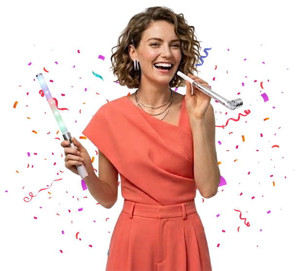 An image of a lady celebrating